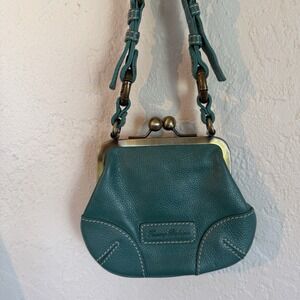 Tommy Bahama Turquoise Faux Leather Kisslock Crossbody Shoulder Bag SAMPLE NEW